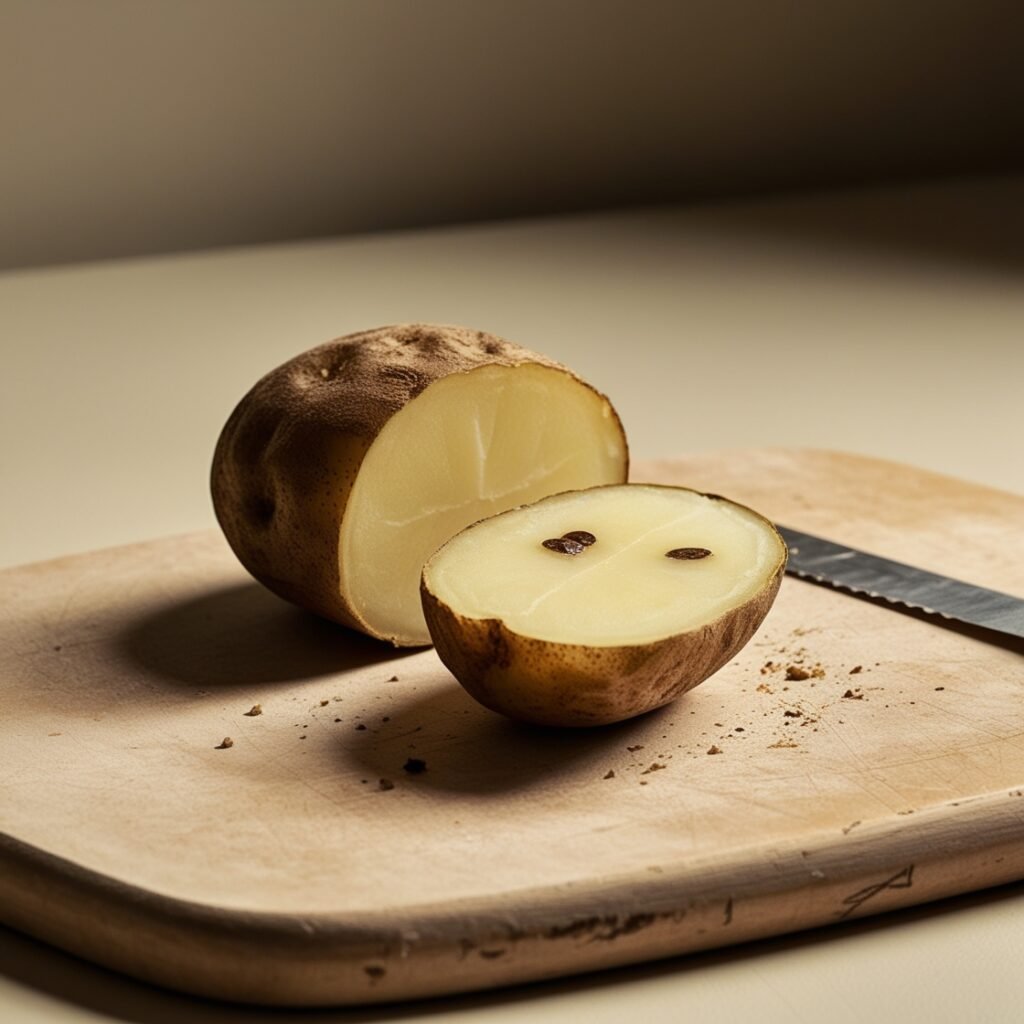 Default_A_halved_potato_sits_on_a_worn_wooden_cutting_board_it_3